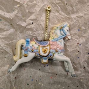 Vintage Lenox 1989 Carousel Porcelain White Horse Ornament